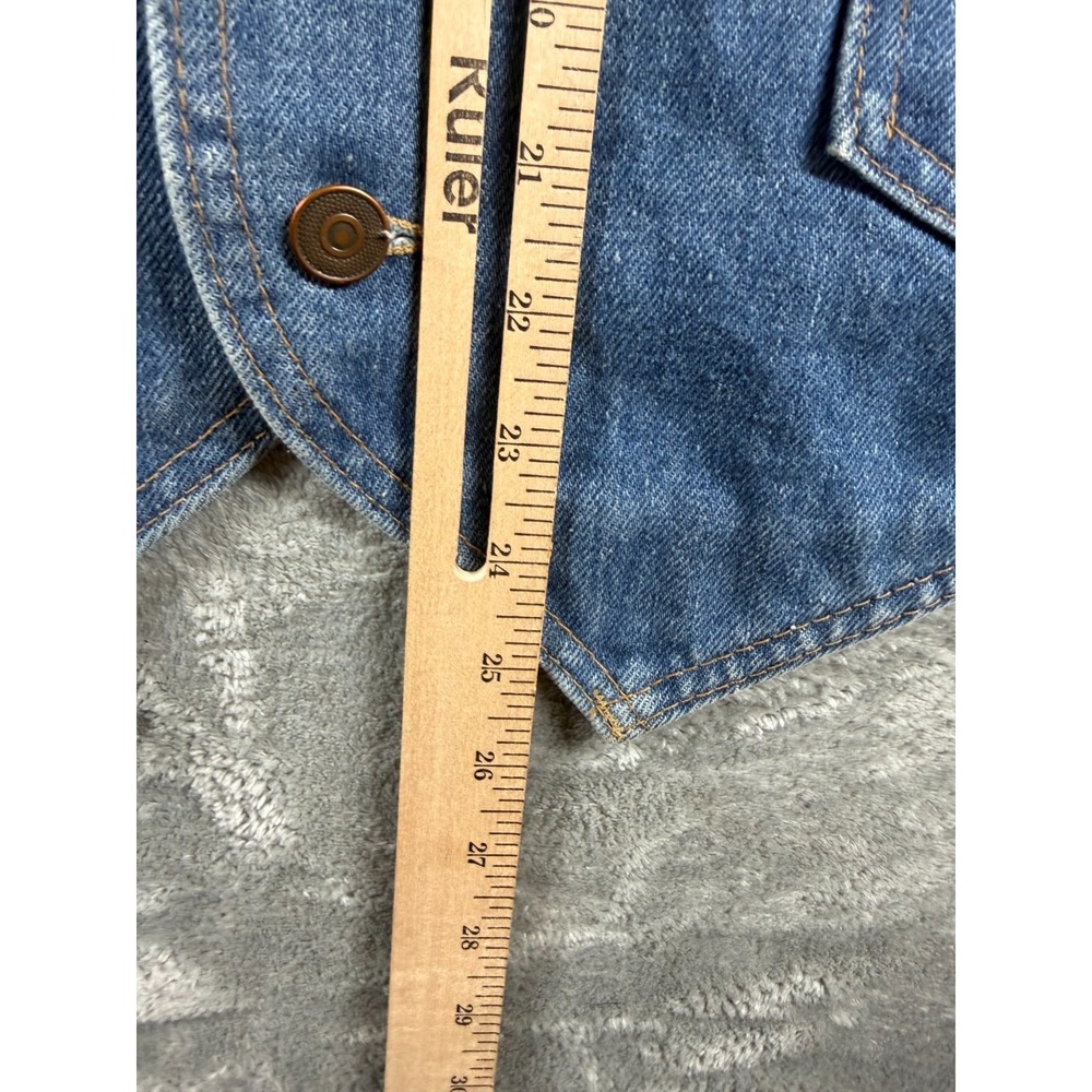 Vtg Denim Vest Mens Large Made USA Button Front Blue Jean Western - Picture 8 of 9